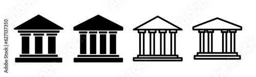 Bank icon set illustration. Bank sign and symbol, museum, university