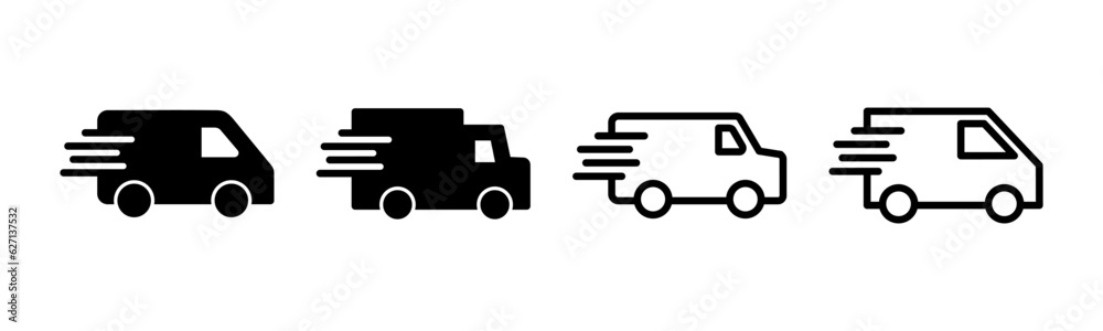 Delivery truck icon set illustration. Delivery truck sign and symbol. Shipping fast delivery icon Delivery truck icon set illustration. Delivery truck sign and symbol. Shipping fast delivery icon