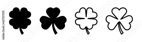 Clover icon set illustration. clover sign and symbol. four leaf clover icon.