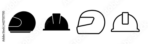 Helmet icon set illustration. Motorcycle helmet sign and symbol. Construction helmet icon. Safety helmet