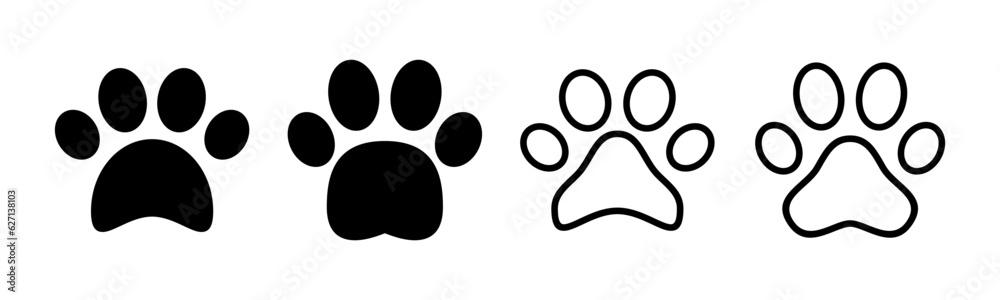 Paw icon set illustration. paw print sign and symbol. dog or cat paw Paw icon set illustration. paw print sign and symbol. dog or cat paw