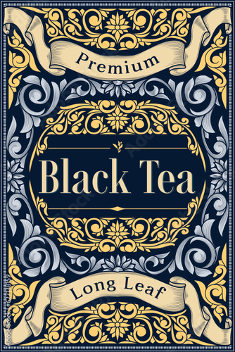 Black Tea - ornate vintage decorative label
