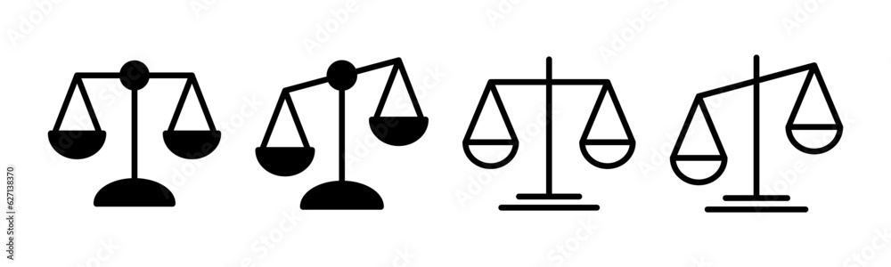 Scales icon set illustration. Law scale icon. Justice sign and symbol Scales icon set illustration. Law scale icon. Justice sign and symbol