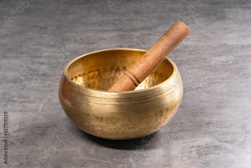 A tool of spirituality for therapy and healing of the aura and soul. Tibetan Buddhist bowl for mantras and relaxation
