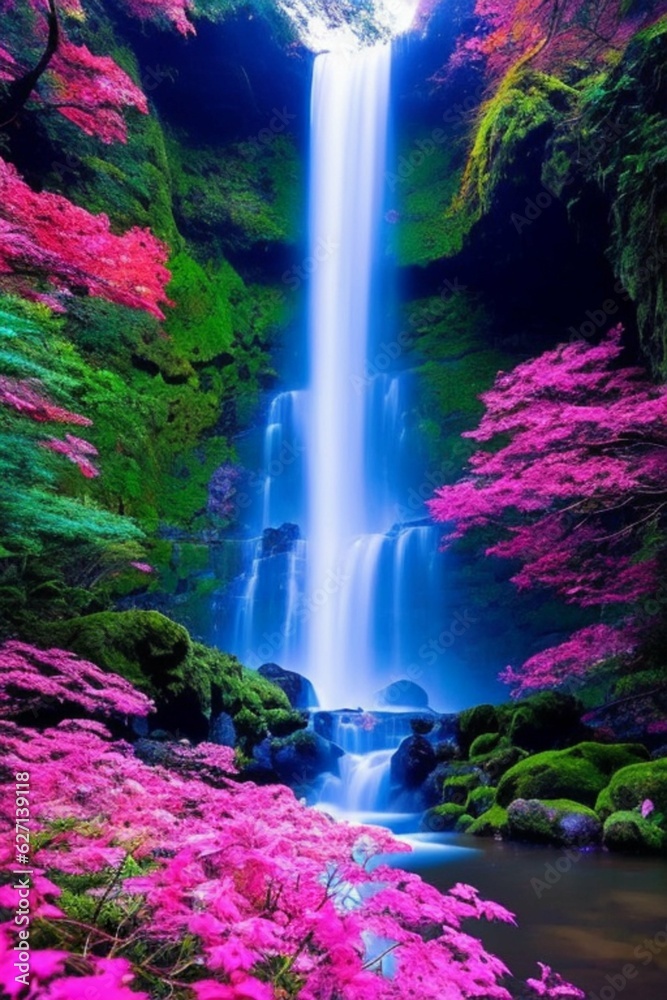 Fototapeta premium Waterfall in the forest, Generative ia