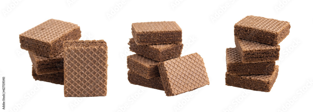 Chocolate wafer biscuit isolated on white