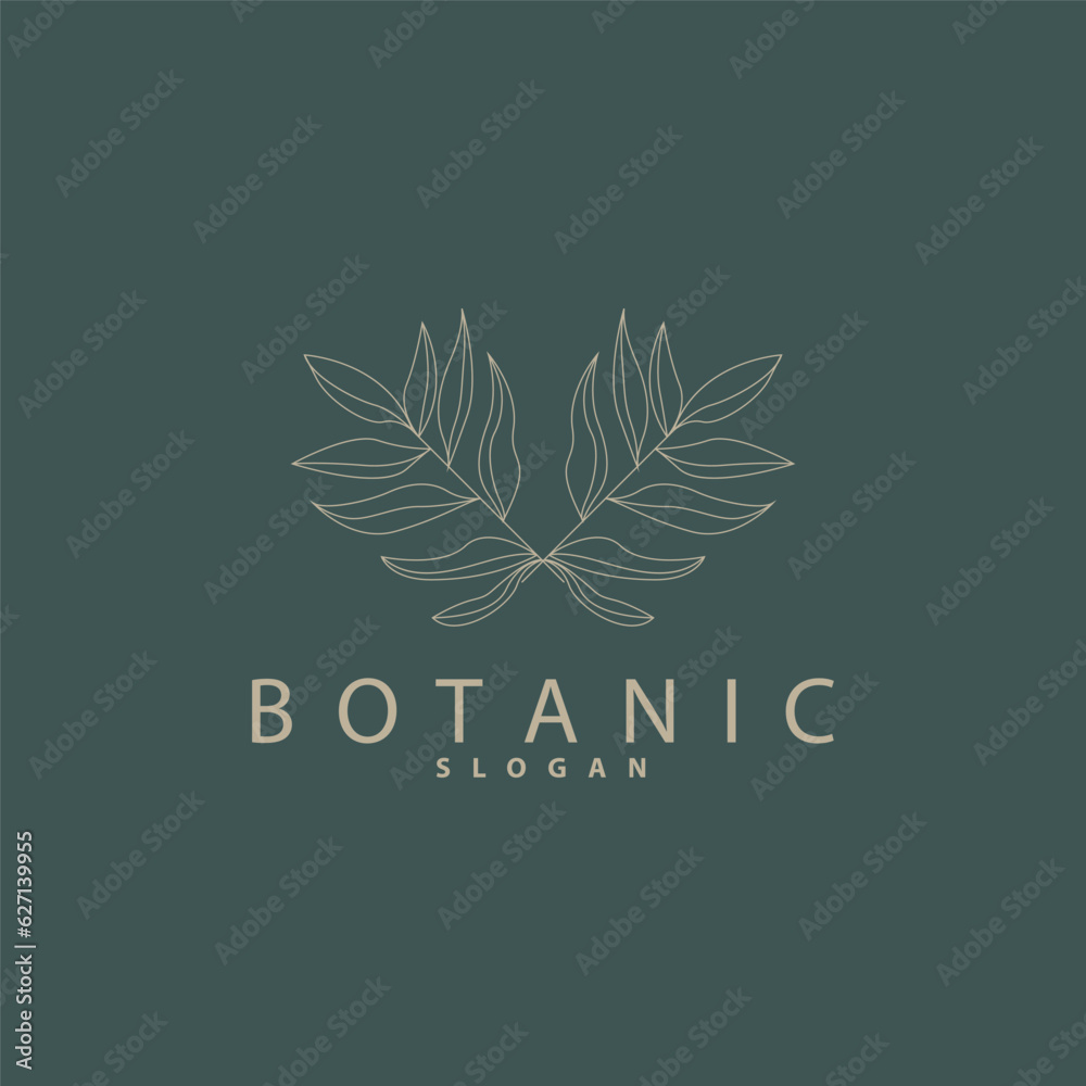 Leaf Line Logo, Beautiful Hand Drawn Design, Botanical Minimalist Vector, Simple Organic Plant Feminine Logo Leaf Line Logo, Beautiful Hand Drawn Design, Botanical Minimalist Vector, Simple Organic Plant Feminine Logo