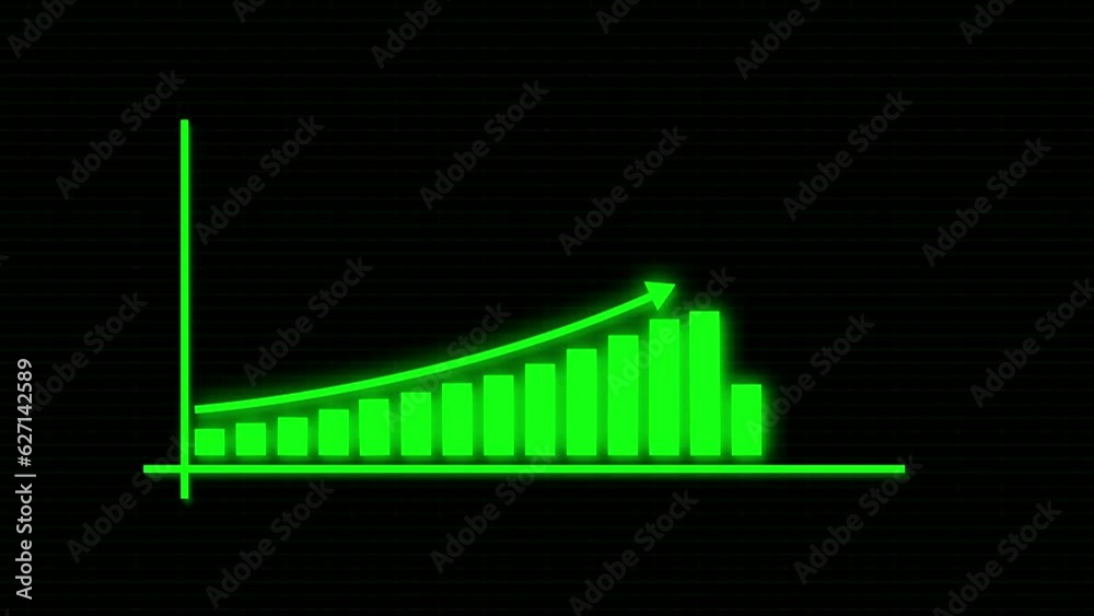 Business growth and business success glowing graph presentation on black background. r-12 Business growth and business success glowing graph presentation on black background. r-12