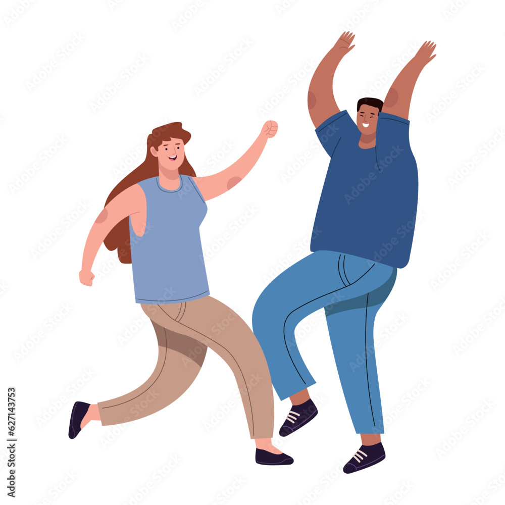 smiling couple jumping and celebrating