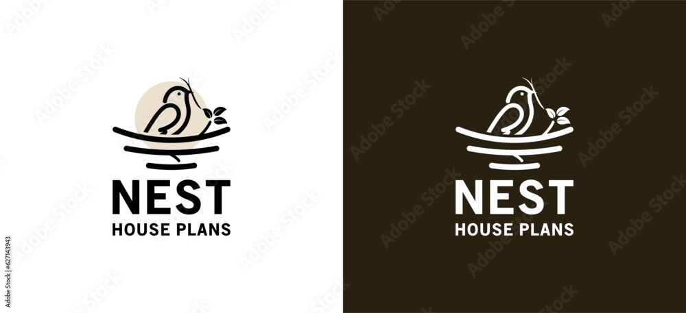 Modern simple bird's nest logo design, bird house logo vector illustration Modern simple bird's nest logo design, bird house logo vector illustration
