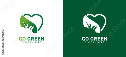 Natural go green love logo creative modern design template