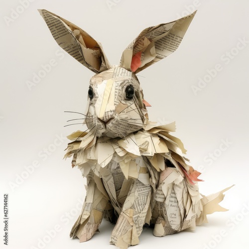 layered news paper crafted with rabbit. AI Generative © peacehunter
