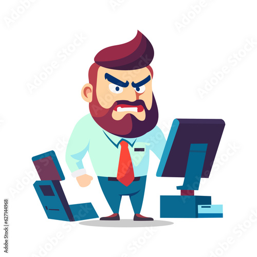 Angry and exasperated employee, character illustration