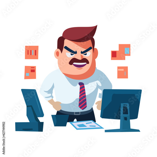 Angry and exasperated employee, character illustration