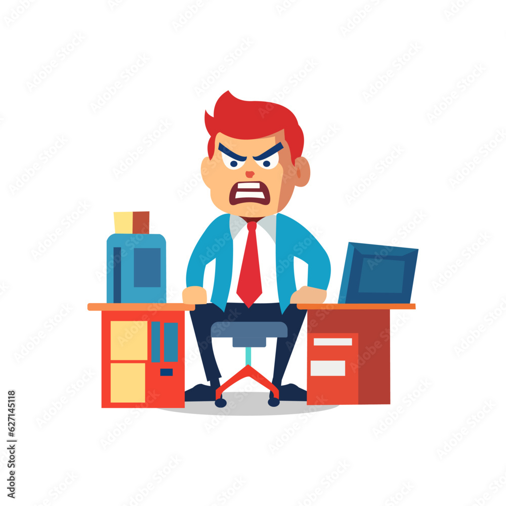 Angry and exasperated employee, character illustration Angry and exasperated employee, character illustration