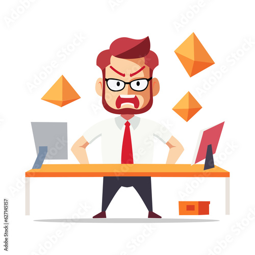 Angry and exasperated employee, character illustration