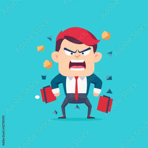 Angry and exasperated employee, character illustration