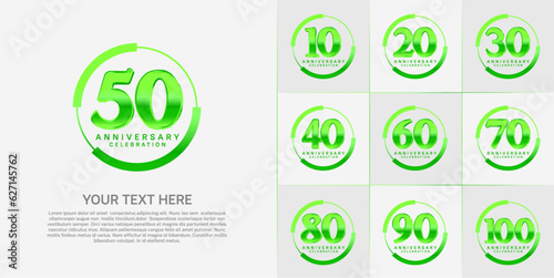 set of anniversary logo with green number in circle can be use for celebration