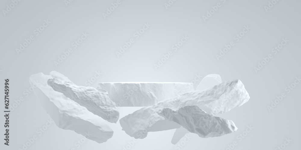3d cosmetic background. 3d stone podium product display on white background. 3D rendering illustration