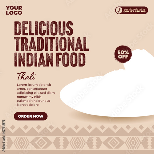 Delicious traditional indian food menu social media post design template