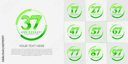 set of anniversary logo with green number in circle can be use for celebration