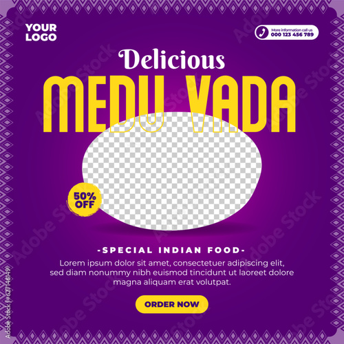 Delicious indian food menu social media post design template