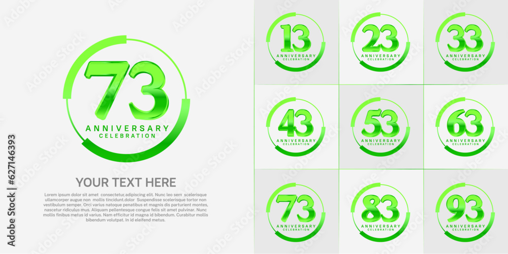set of anniversary logo with green number in circle can be use for celebration set of anniversary logo with green number in circle can be use for celebration
