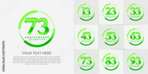 set of anniversary logo with green number in circle can be use for celebration