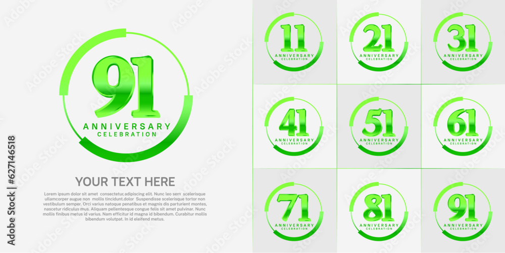 set of anniversary logo with green number in circle can be use for celebration set of anniversary logo with green number in circle can be use for celebration