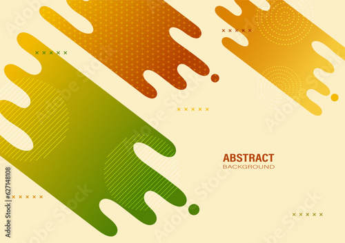 Abstract green-yellow gradient organic shapes hand-drawn on beige background. Flat design with circle dots, plus sign, and line pattern for the banner template.