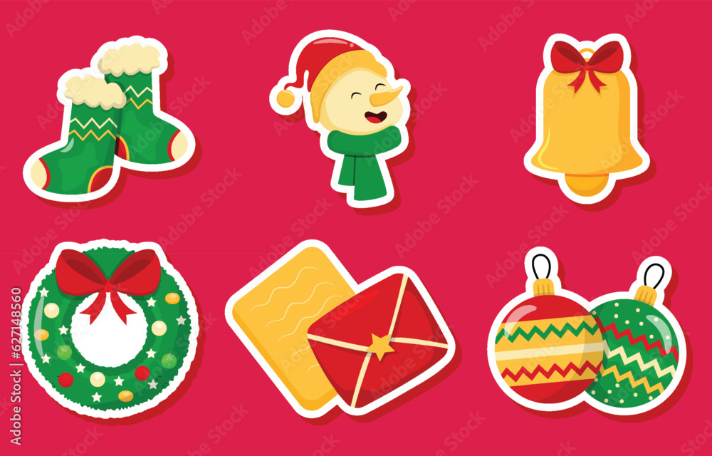 Fototapeta premium Set Collection of Christmas sticker