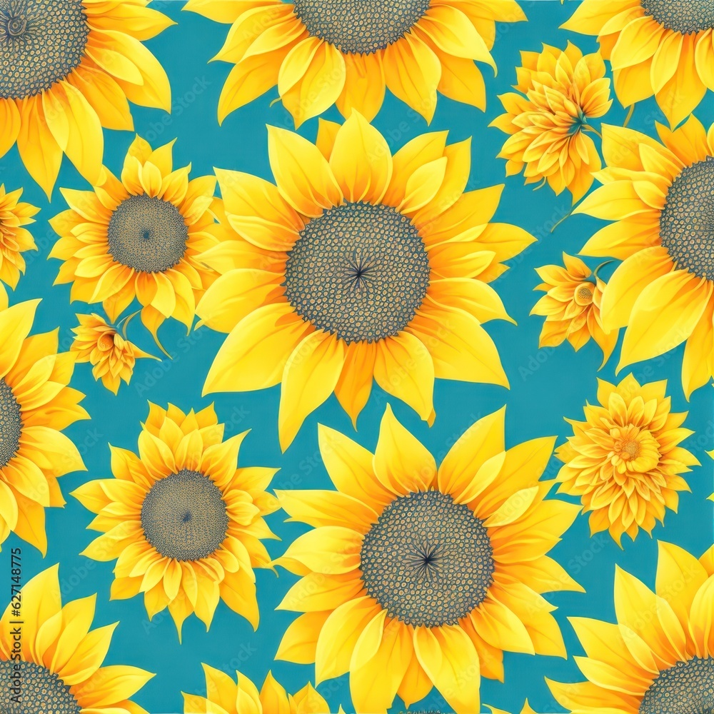 Obraz premium seamless pattern sunflower background.generative AI
