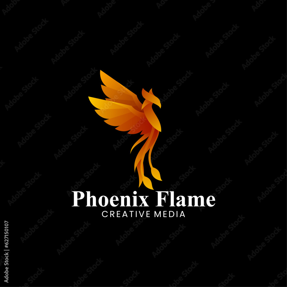Obraz premium Vector Logo Illustration Phoenix Flame Gradient Colorful Style
