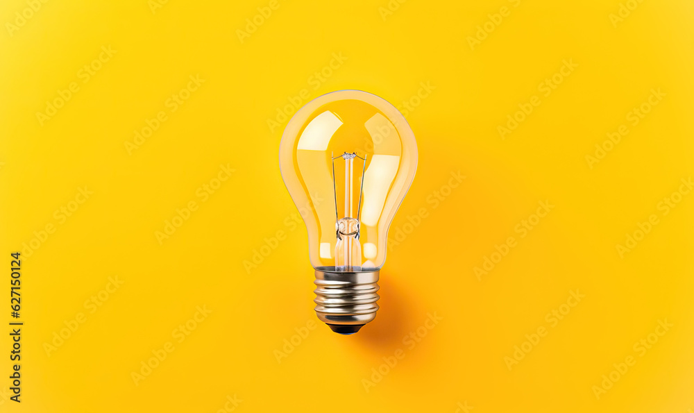Light bulb on yellow background,Brainstorming concept with a light bulb,light bulb