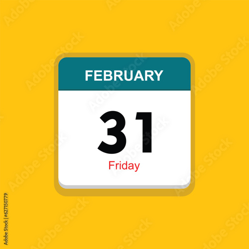 friday 31 february icon with yellow background, calender icon