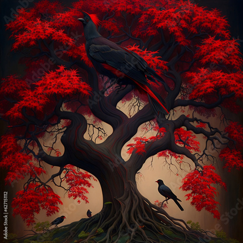 painting of a magnificent tree, illustration