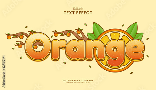decorative colorful orange tree editable text effect vector design
