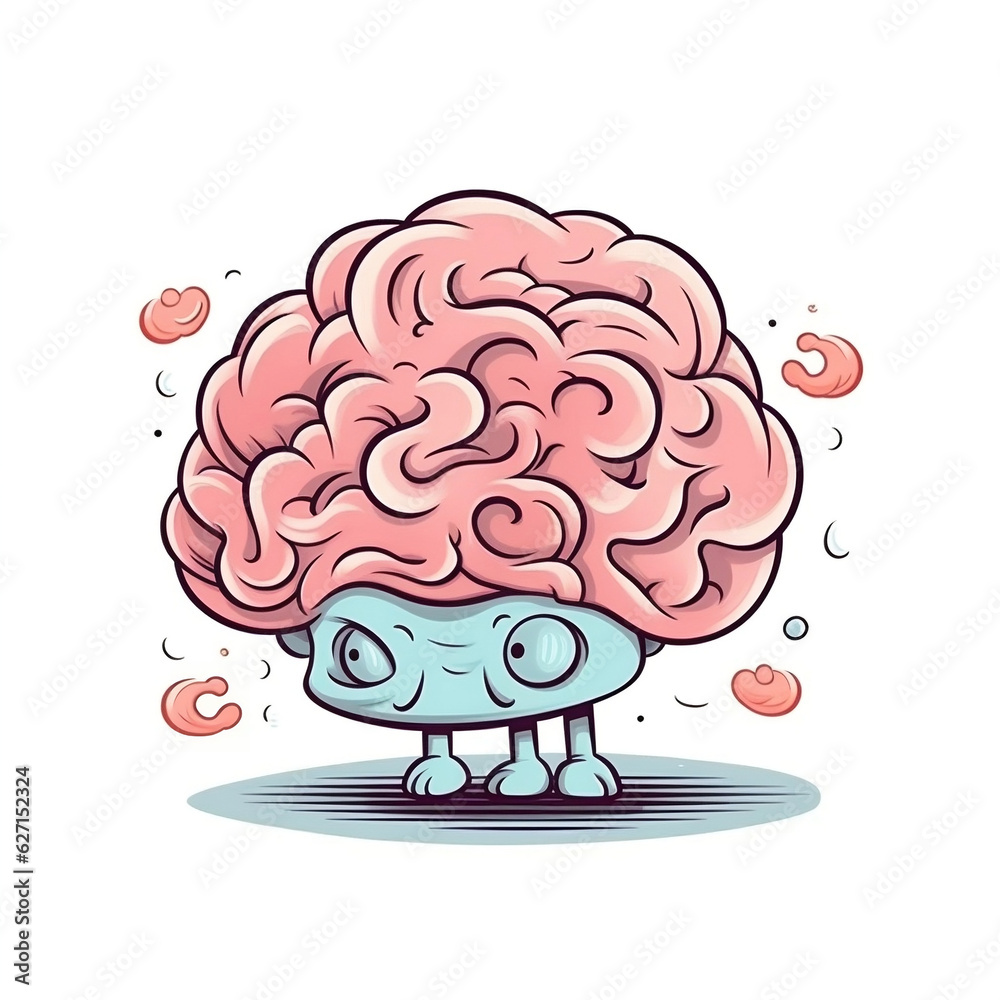 orange doodle brain cartoon style, illustrator orange doodle brain cartoon style, illustrator