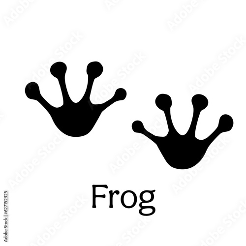 Black silhouette frog footprint isolated on white