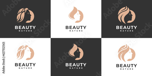Collection of beauty women hair logo