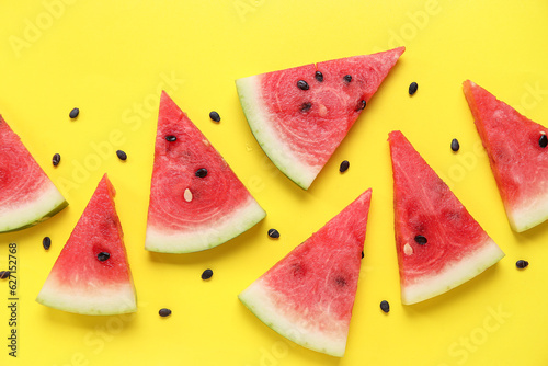 Fresh watermelon slices wit...