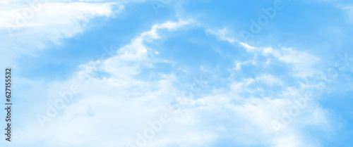 Blue sky clouds background, beautiful landscape with clouds and sky, beautiful blue sky clouds for background. Panorama of sky, white cumulus clouds formation in blue sky. 