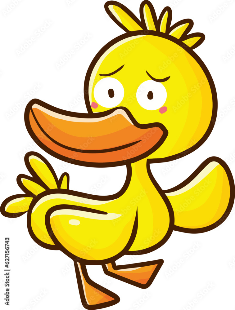Funny yellow duck with awkward face cartoon illustration Funny yellow duck with awkward face cartoon illustration