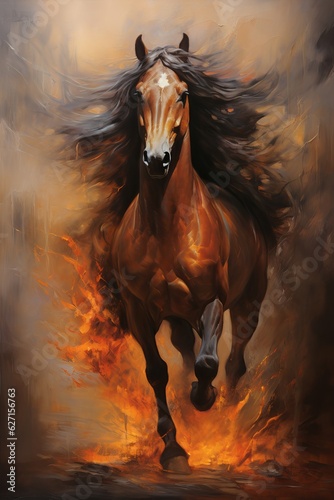 portrait pictures of horse paintings for wall decoration. Generative AI