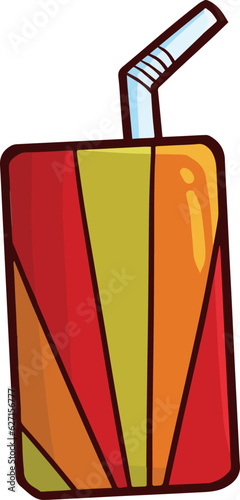 Hot red orange drink box packaging cartoon illustraiton