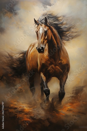 portrait pictures of horse paintings for wall decoration. Generative AI