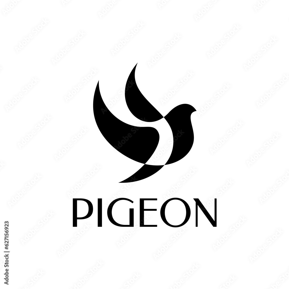 Pigeon Dove Bird Silhouette Logo Design Pigeon Dove Bird Silhouette Logo Design