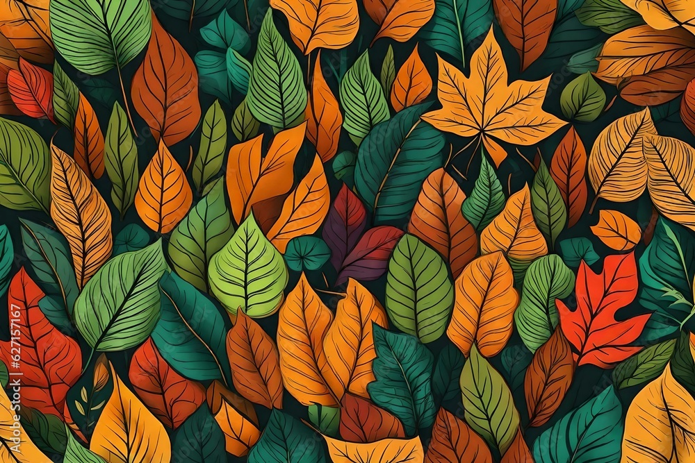 A Lot of Colorful Leaves in the style of naturalistic tones Generative AI