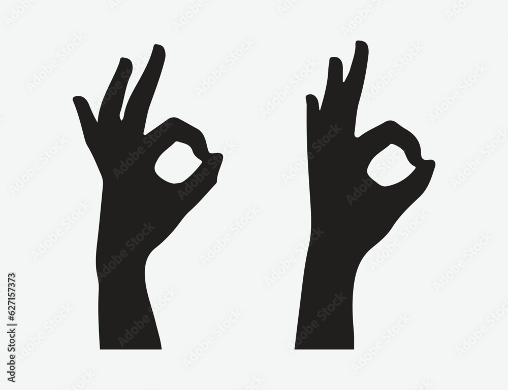 Expressive Gestures, Elegant Silhouette of a Woman's Hand Making the 'OK' Sign - Vector Illustration Expressive Gestures, Elegant Silhouette of a Woman's Hand Making the 'OK' Sign - Vector Illustration
