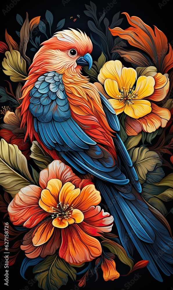 Fototapeta premium parrot on a tree